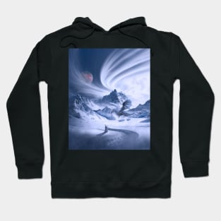 Wizard and dragon in a winter landscape Hoodie